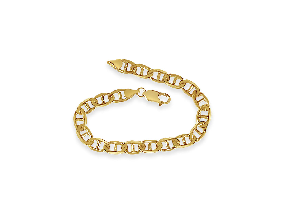 Mariner Solid White/Yellow/Rose Gold Handmade Bracelet, 8mm, 6.5-10 Inch