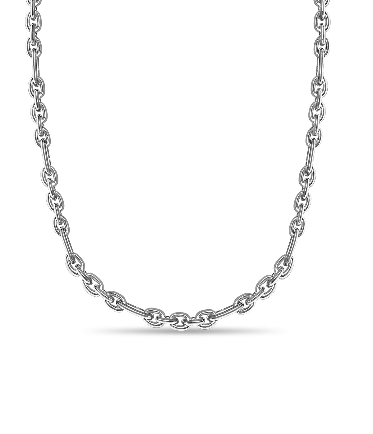 Rolo (Figaro) Solid White/Yellow/Rose Gold Handmade Necklace, 5mm, 16-30 Inch