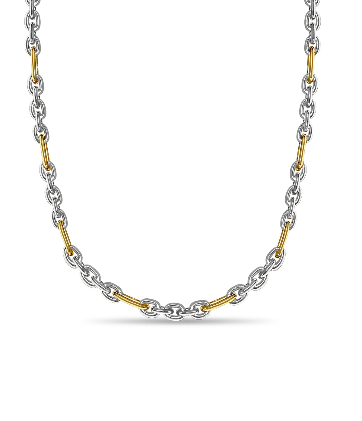 Rolo (Figaro) Solid White/Yellow/Rose Gold Handmade Necklace, 5mm, 16-30 Inch