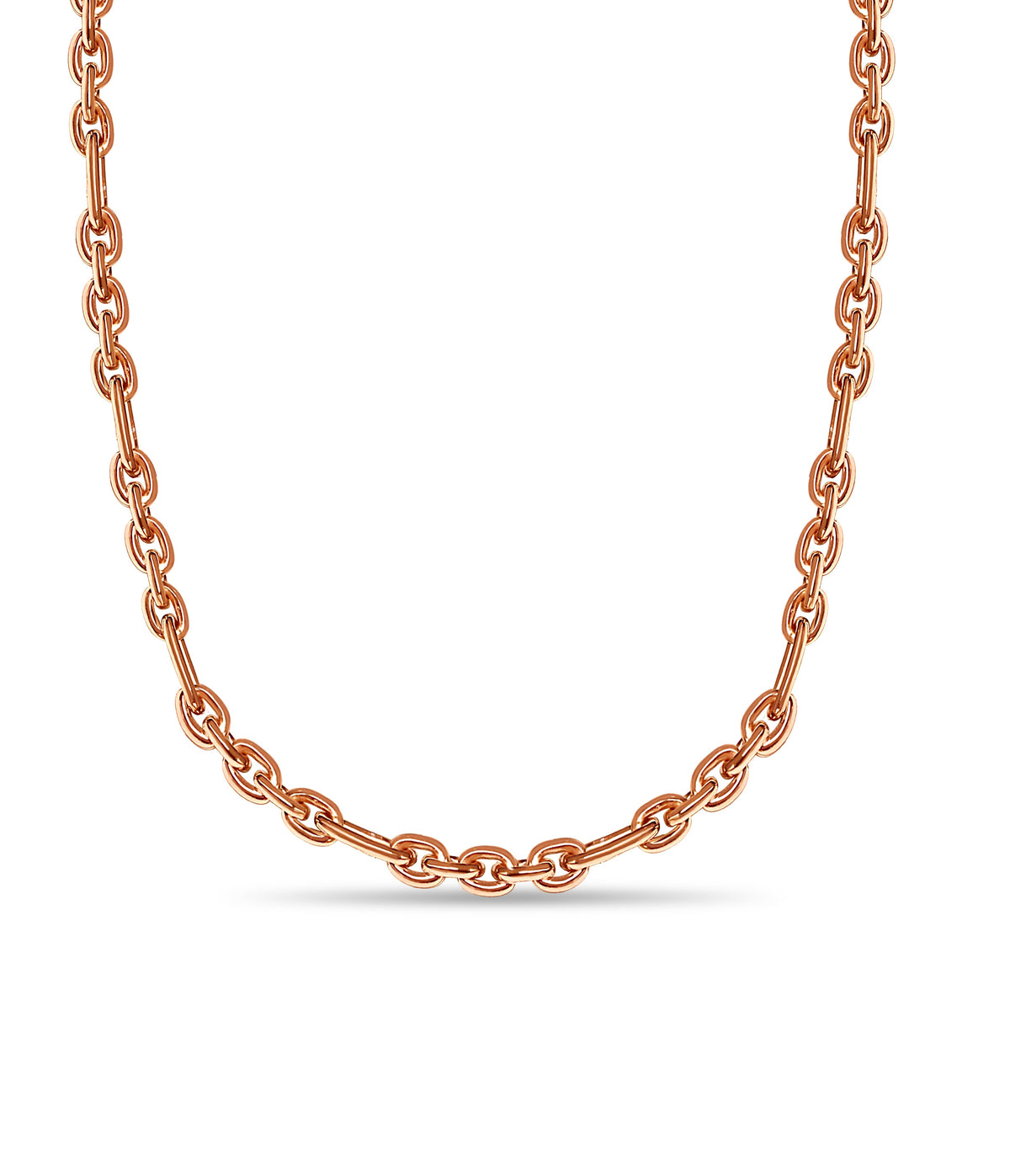 Rolo (Figaro) Solid White/Yellow/Rose Gold Handmade Necklace, 7mm, 16-30 Inch