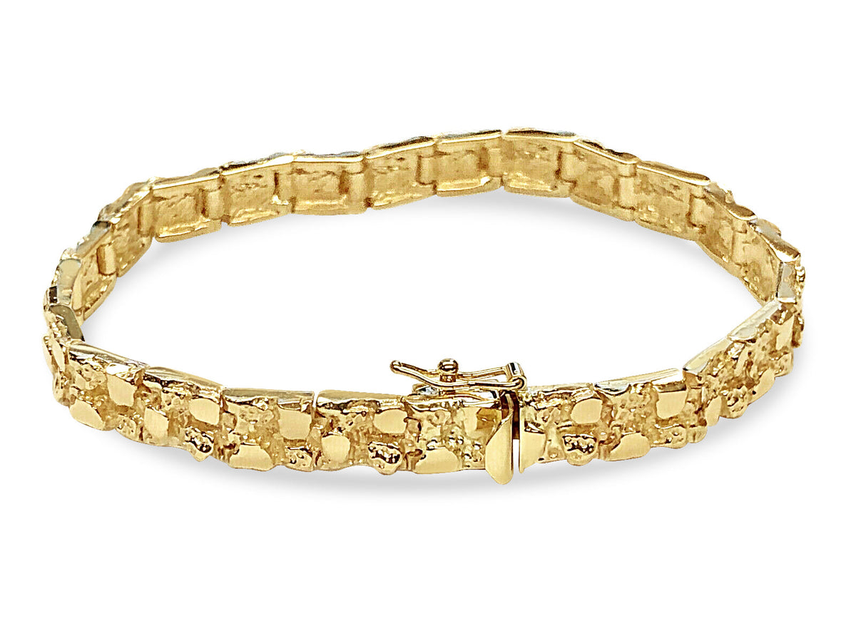 Nugget Solid White/Yellow/Rose Gold Handmade Bracelet, 7mm, 6.5-10 Inch, from 27.3 g