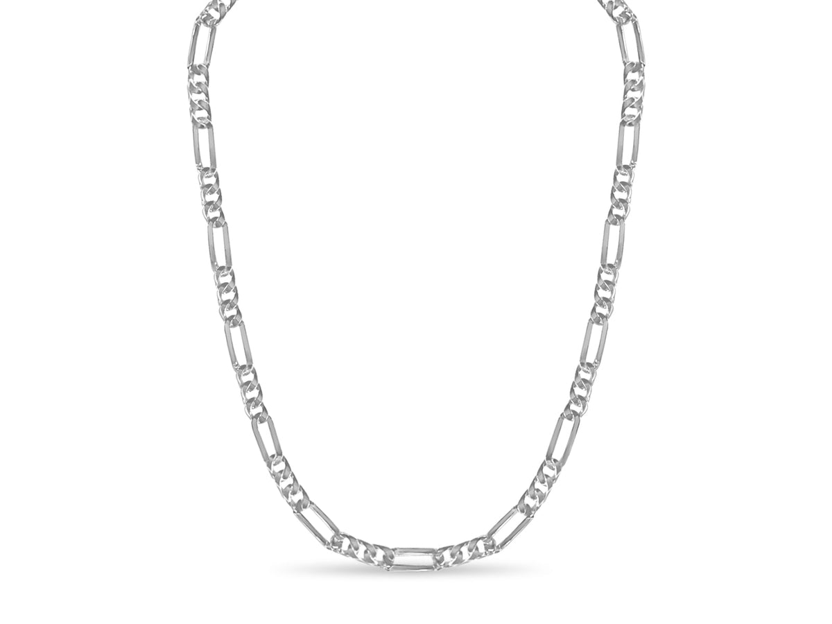 Figaro Solid White/Yellow/Rose Gold Handmade Necklace, 8mm, 16-30 Inch, from 41.8 g