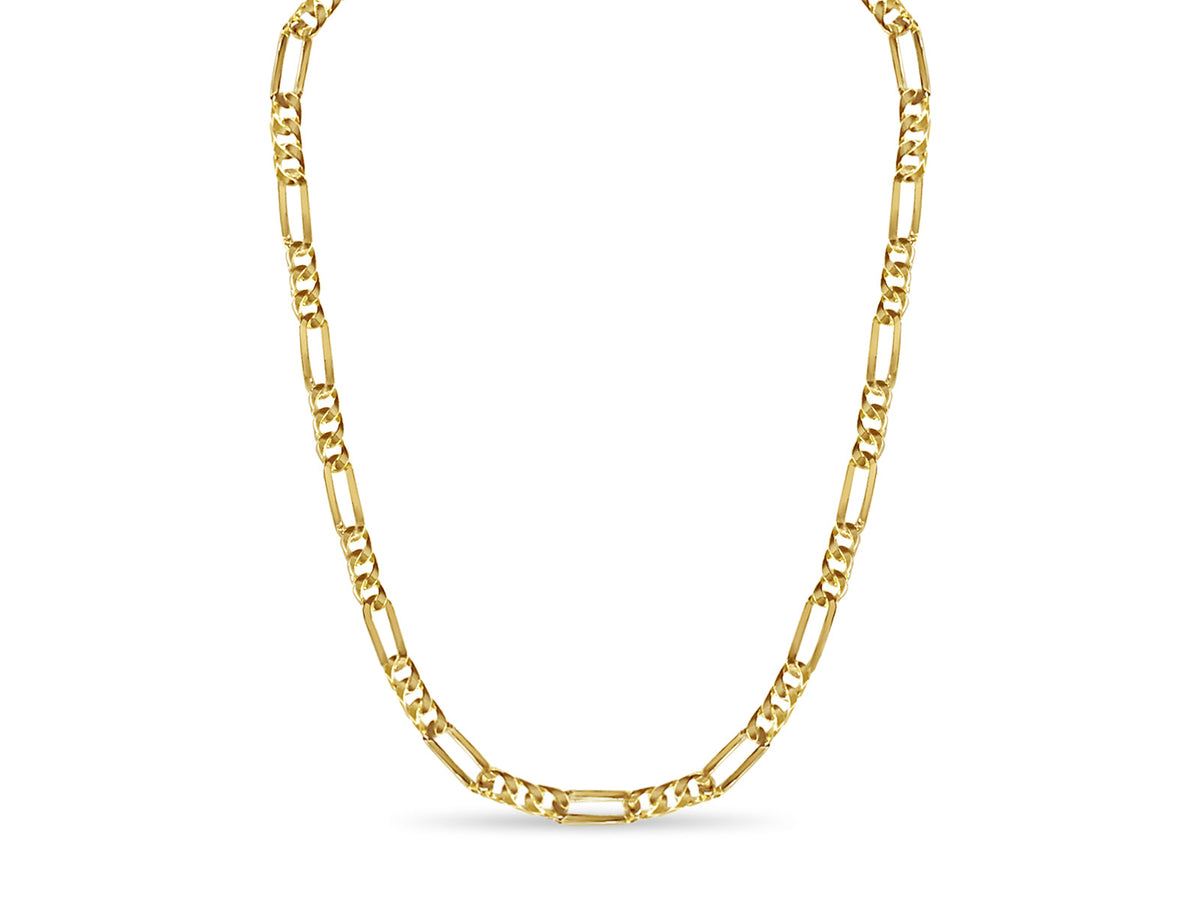 Figaro Solid White/Yellow/Rose Gold Handmade Necklace, 8mm, 16-30 Inch, from 41.8 g