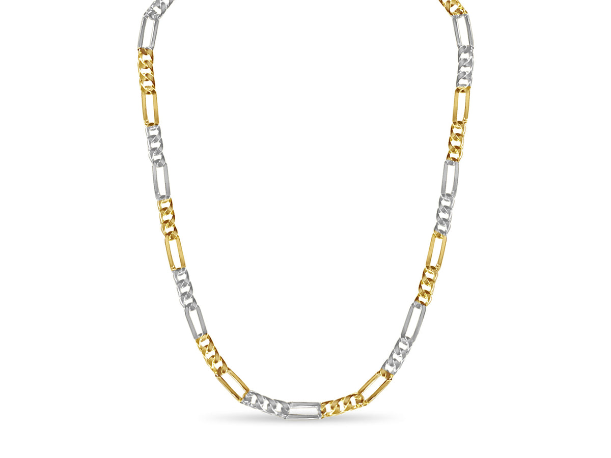 Figaro Solid White/Yellow/Rose Gold Handmade Necklace, 8mm, 16-30 Inch, from 41.8 g