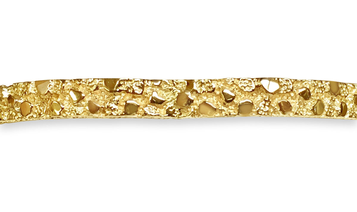 Nugget Bangle Solid White/Yellow/Rose Gold Handmade Bracelet, 7mm, 6.5-10 Inch