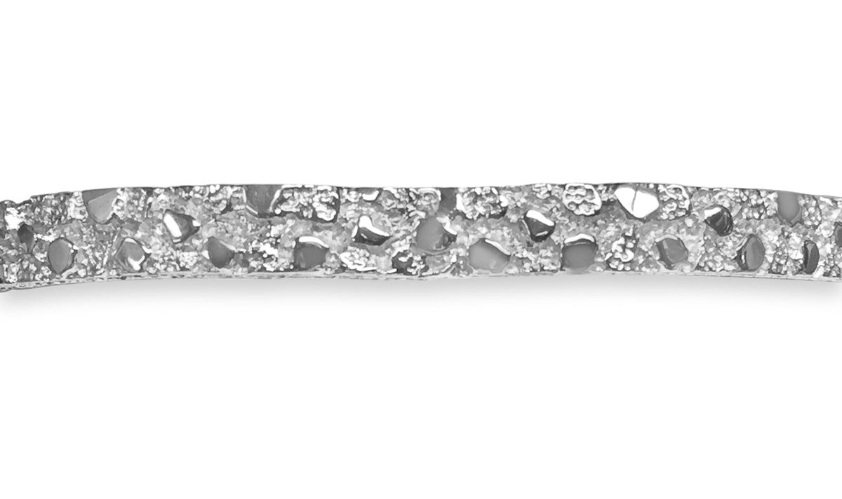 Nugget Bangle Solid White/Yellow/Rose Gold Handmade Bracelet, 7mm, 6.5-10 Inch