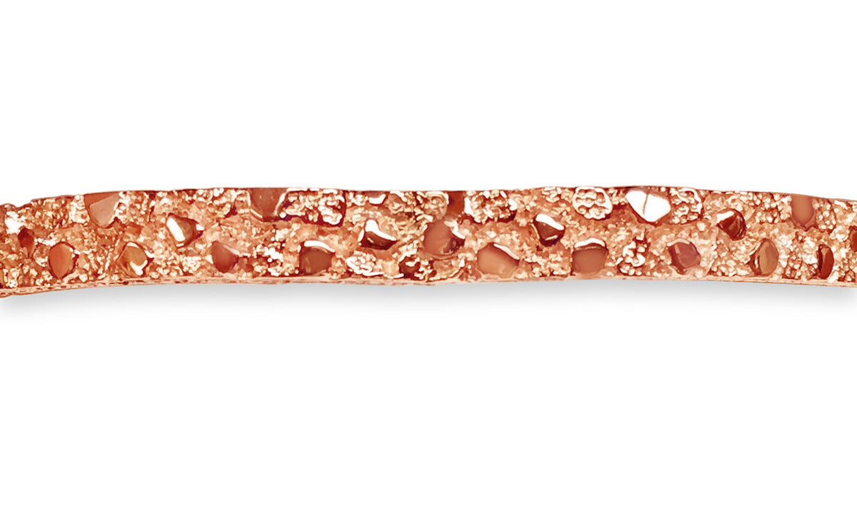 Nugget Bangle Solid White/Yellow/Rose Gold Handmade Bracelet, 7mm, 6.5-10 Inch