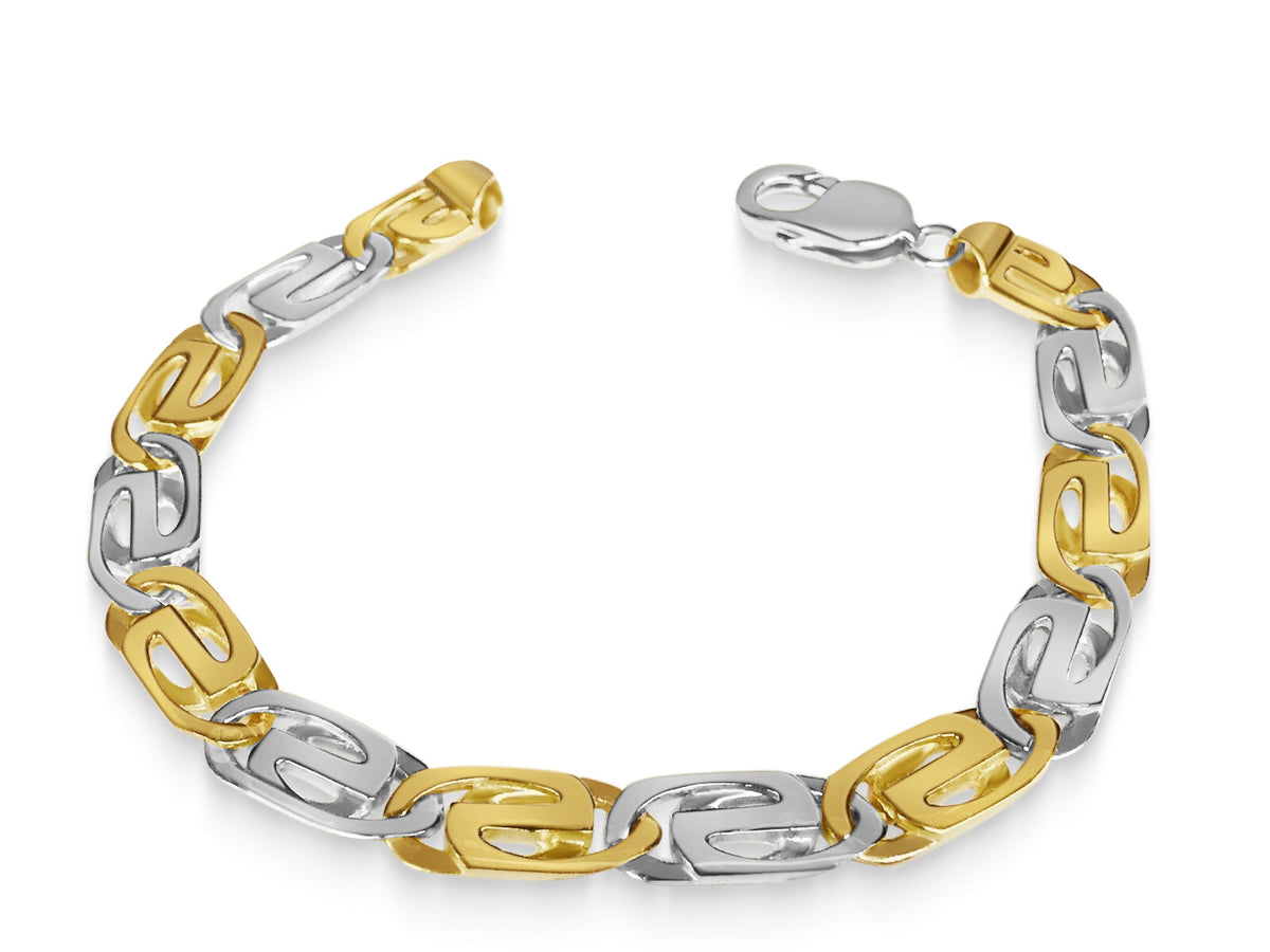 Tiger Eye Solid White/Yellow/Rose Gold Handmade Bracelet, 9mm, 6.5-10 Inch, from 25.2 g