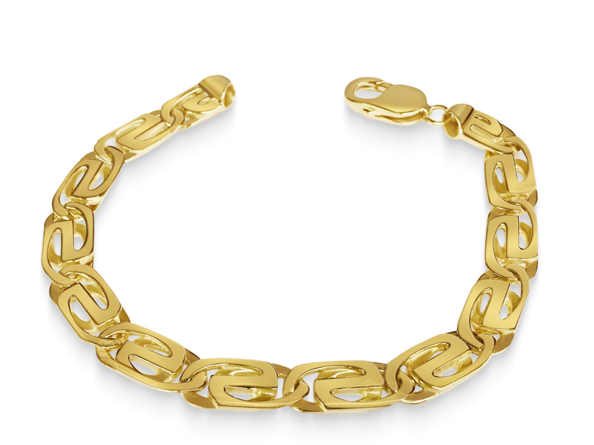 Tiger Eye Solid White/Yellow/Rose Gold Handmade Bracelet, 9mm, 6.5-10 Inch, from 25.2 g