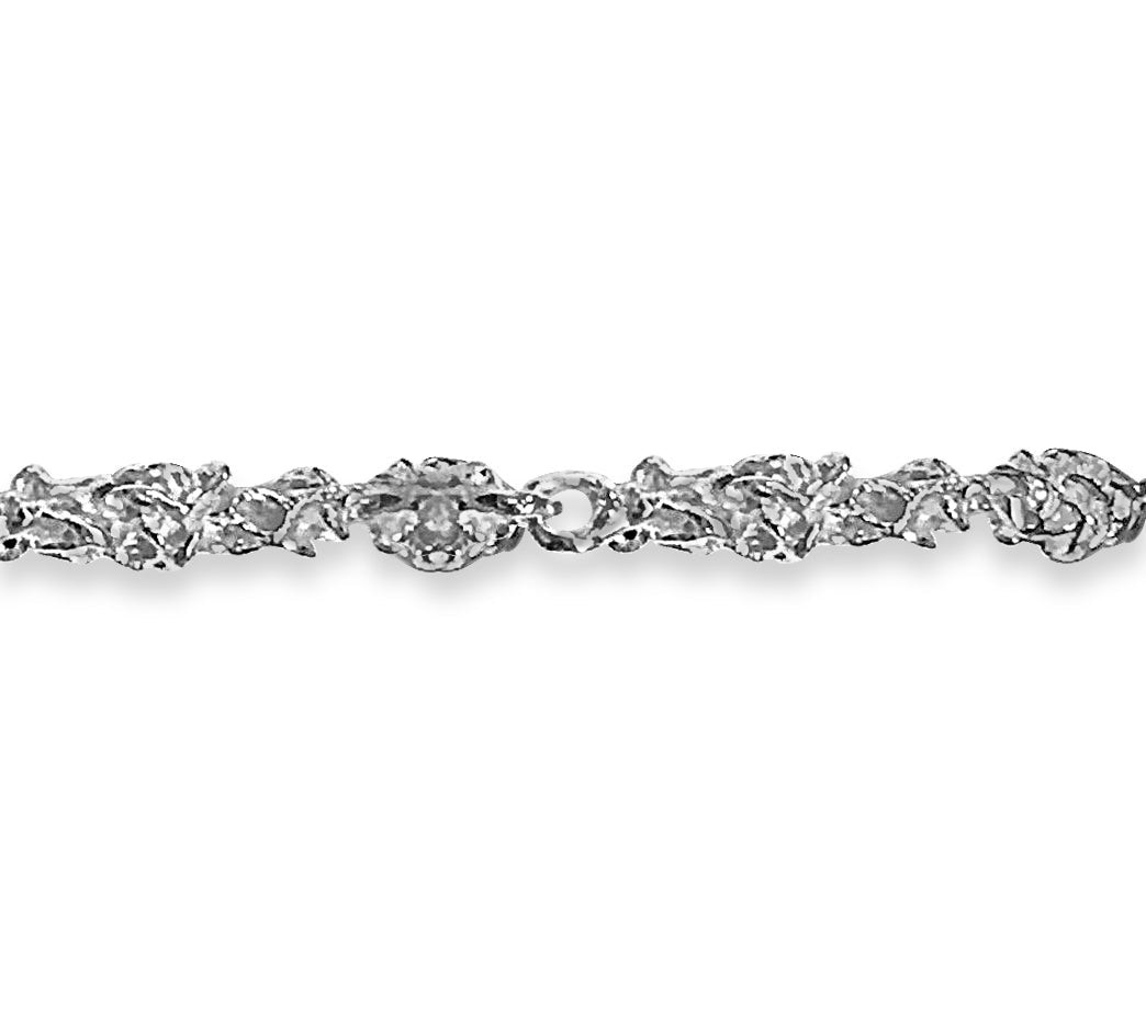 Nugget Solid White/Yellow/Rose Gold Handmade Bracelet, 5mm, 6.5-10 Inch