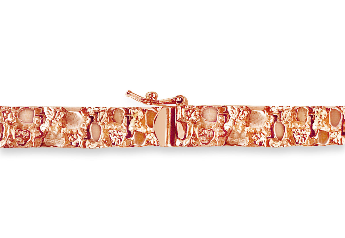 Nugget Solid White/Yellow/Rose Gold Handmade Bracelet, 7mm, 6.5-10 Inch, from 27.3 g