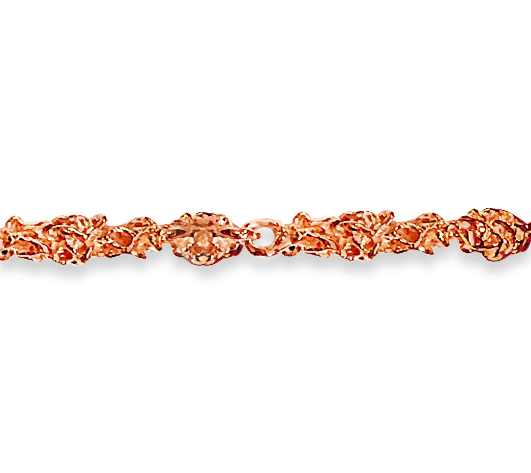 Nugget Solid White/Yellow/Rose Gold Handmade Bracelet, 5mm, 6.5-10 Inch