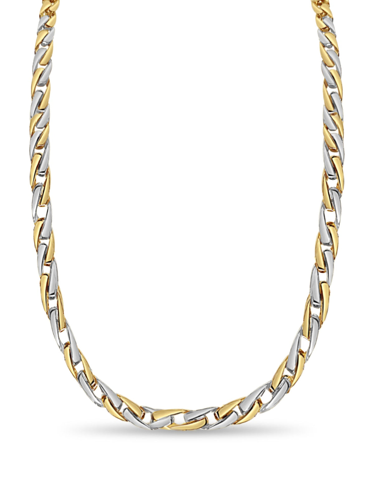Curb Solid White/Yellow/Rose Gold Handmade Necklace, 7mm, 16-30 Inch, from 41.2 g