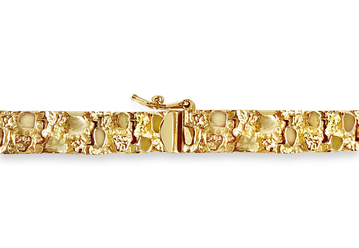 Nugget Solid White/Yellow/Rose Gold Handmade Bracelet, 7mm, 6.5-10 Inch, from 27.3 g