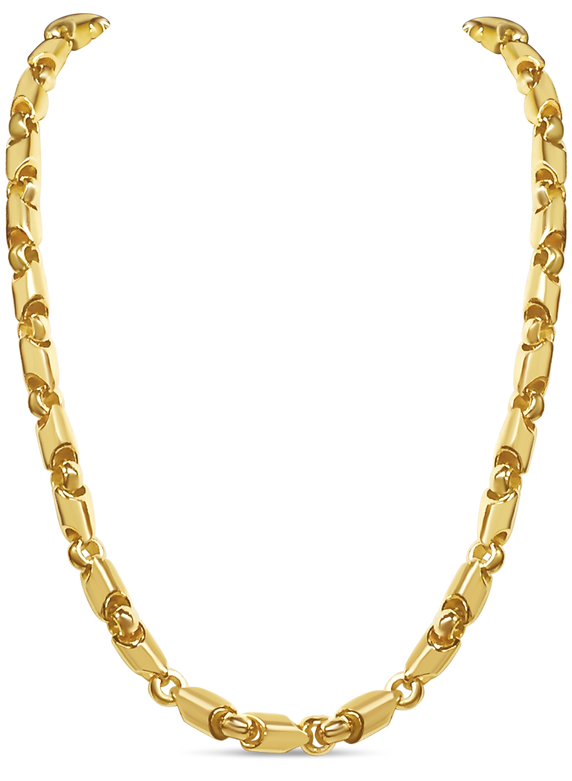 Fancy Tube Solid White/Yellow/Rose Gold Handmade Necklace, 8mm, 16-30 Inch