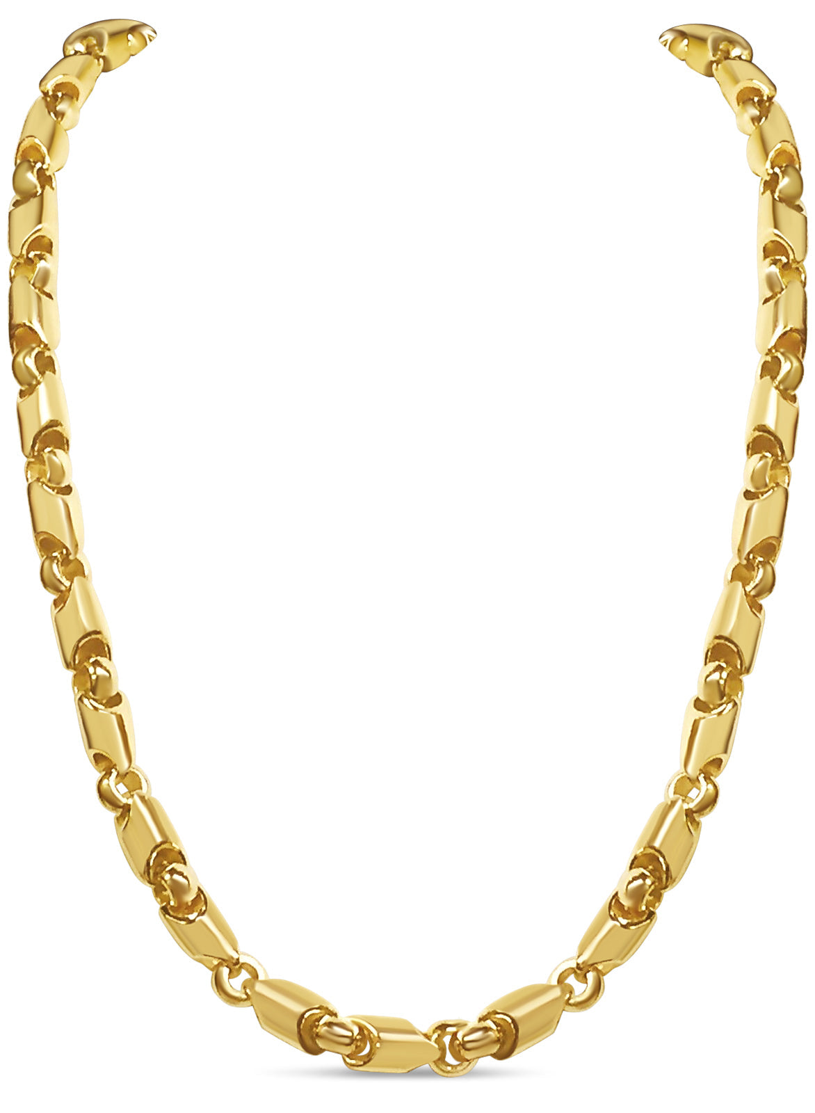 Fancy Tube Solid White/Yellow/Rose Gold Handmade Necklace, 8mm, 16-30 Inch