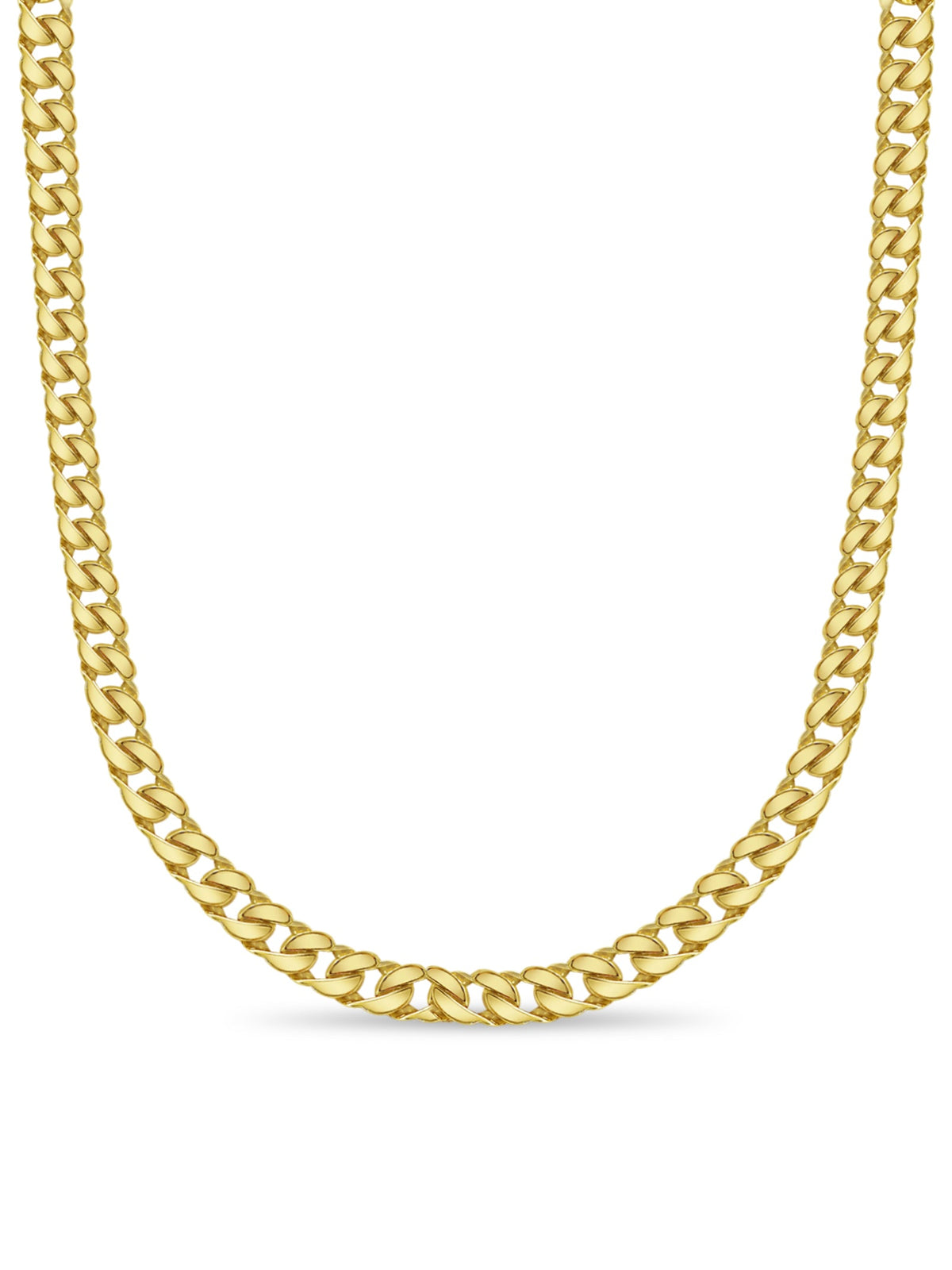 Curb Solid White/Yellow/Rose Gold Handmade Necklace, 20mm, 16-30 Inch