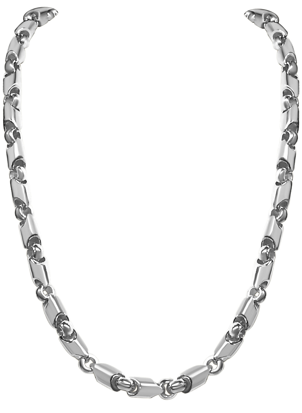 Fancy Tube Solid White/Yellow/Rose Gold Handmade Necklace, 8mm, 16-30 Inch