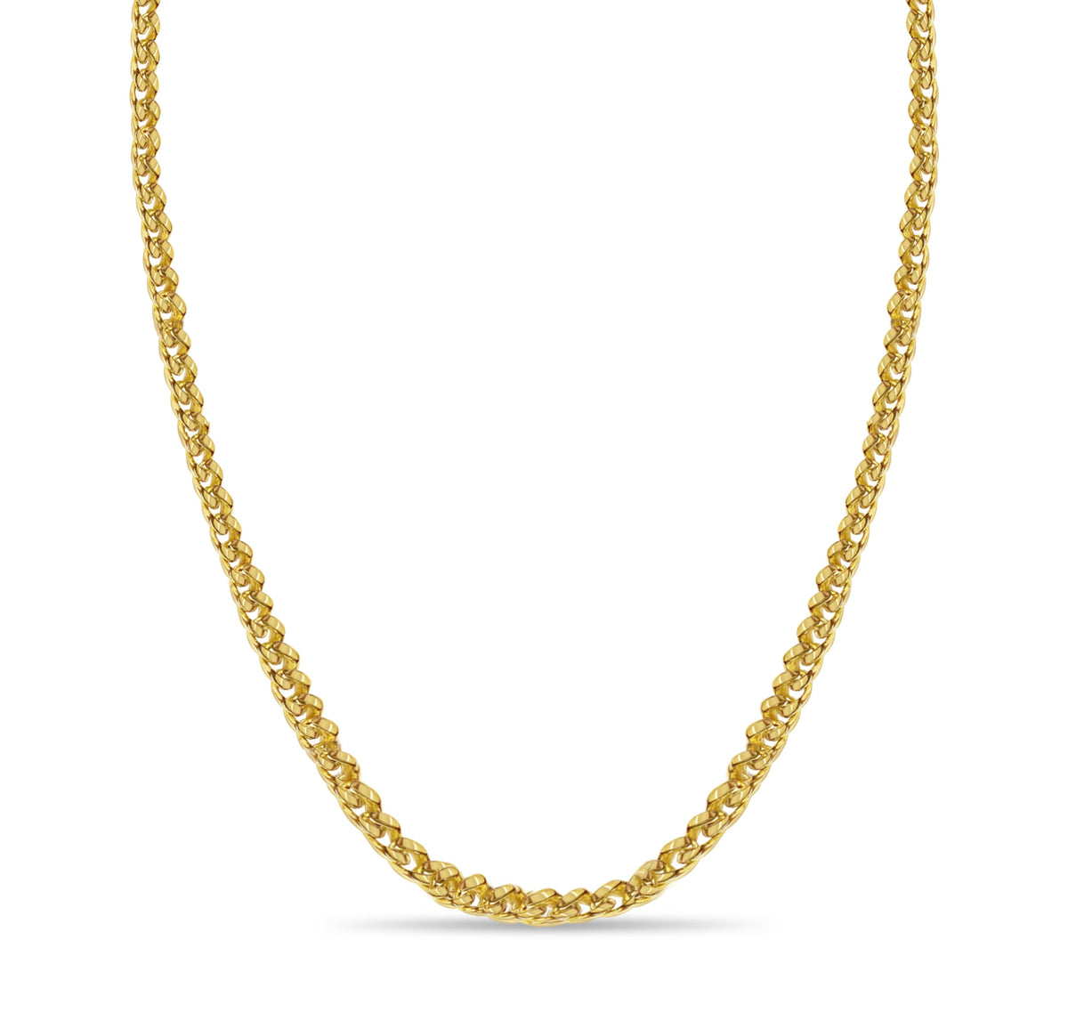 Curb Solid White/Yellow/Rose Gold Handmade Necklace, 8mm, 16-30 Inch, from 57.6 g