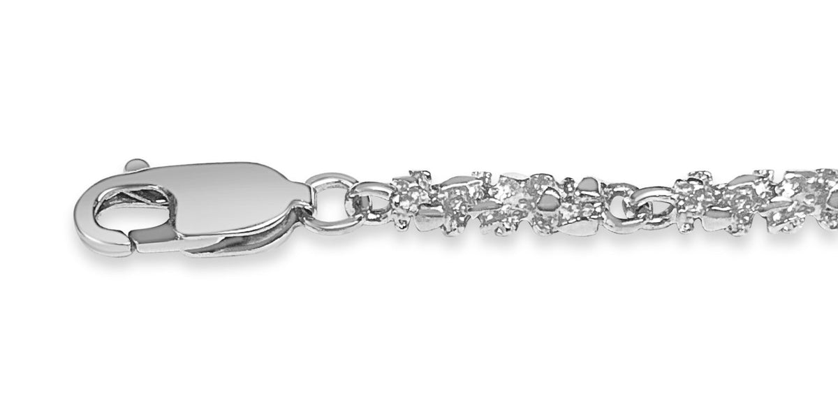 Nugget Solid White/Yellow/Rose Gold Handmade Bracelet, 4mm, 6.5-10 Inch