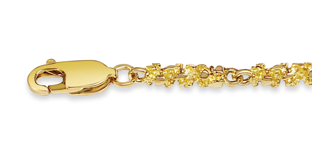 Nugget Solid White/Yellow/Rose Gold Handmade Bracelet, 4mm, 6.5-10 Inch