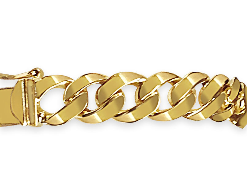 Curb Solid White/Yellow/Rose Gold Handmade Bracelet, 9mm, 6.5-10 Inch, from 30.5 g