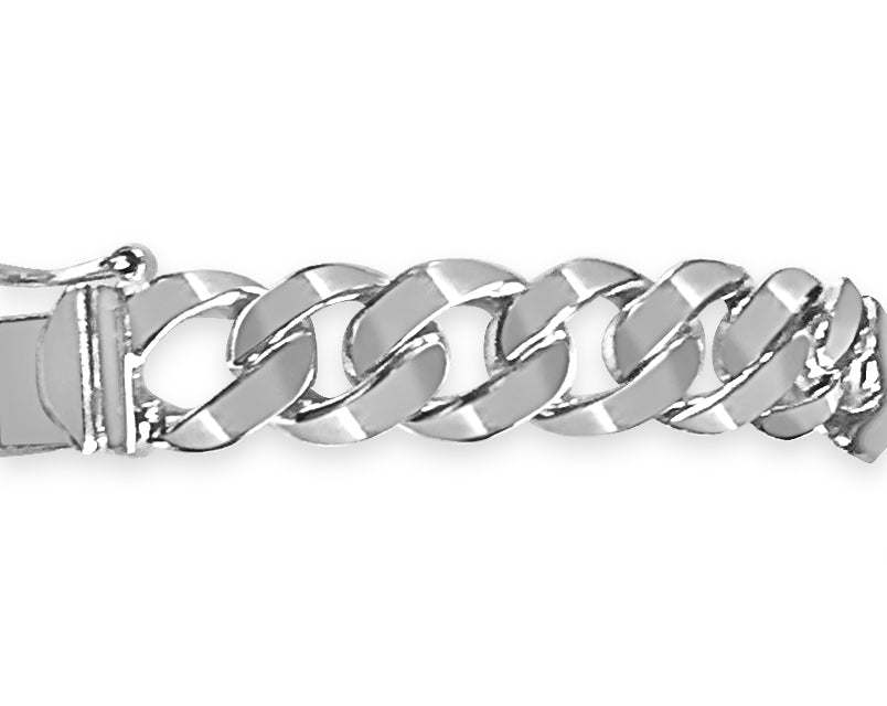 Curb Solid White/Yellow/Rose Gold Handmade Bracelet, 9mm, 6.5-10 Inch, from 30.5 g