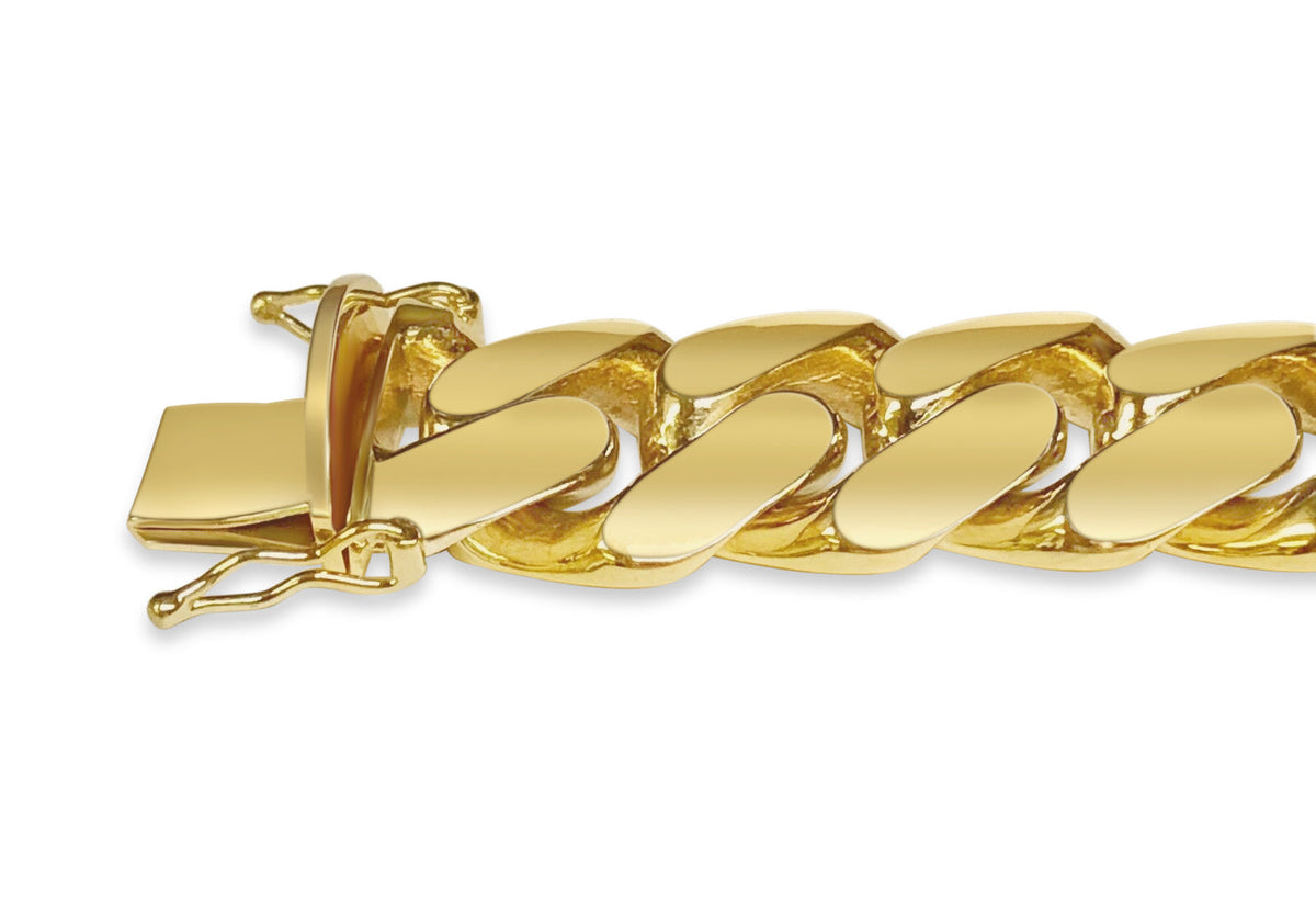 Miami Cuban Solid White/Yellow/Rose Gold Handmade Bracelet, 16mm, 6.5-10 Inch, from 154.6 g