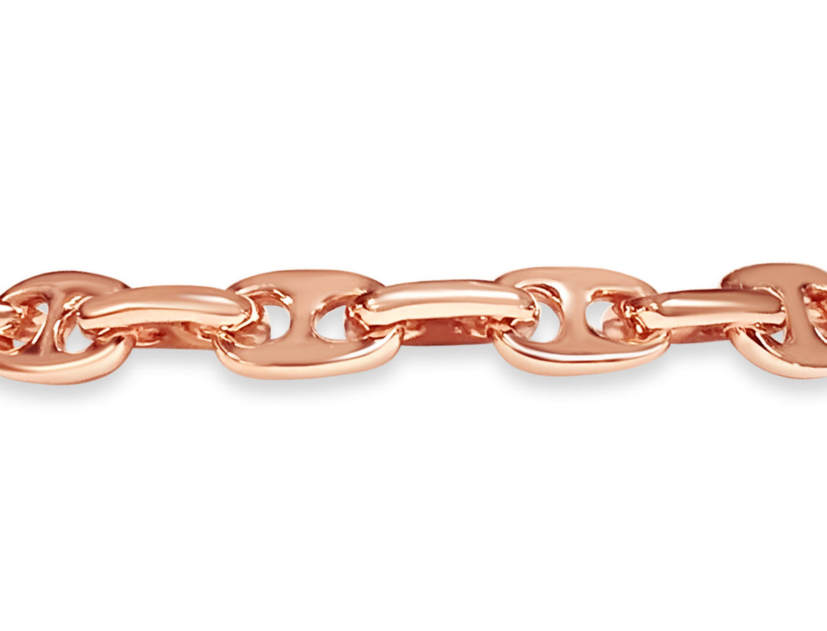 Anchor Mariner Solid White/Yellow/Rose Gold Handmade Bracelet, 9mm, 6.5-10 Inch