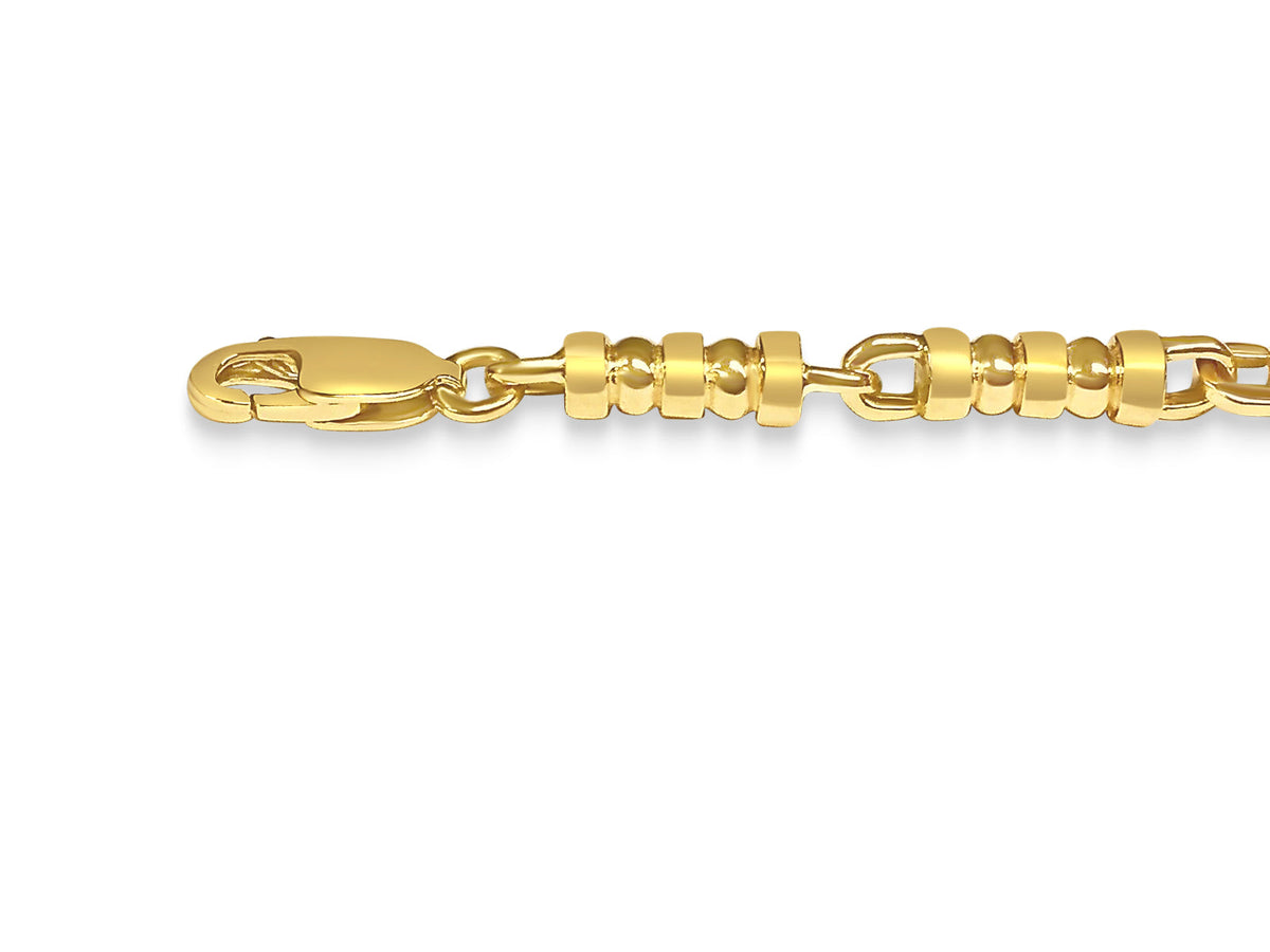 Bead Solid White/Yellow/Rose Gold Handmade Bracelet, 5mm, 6.5-10 Inch