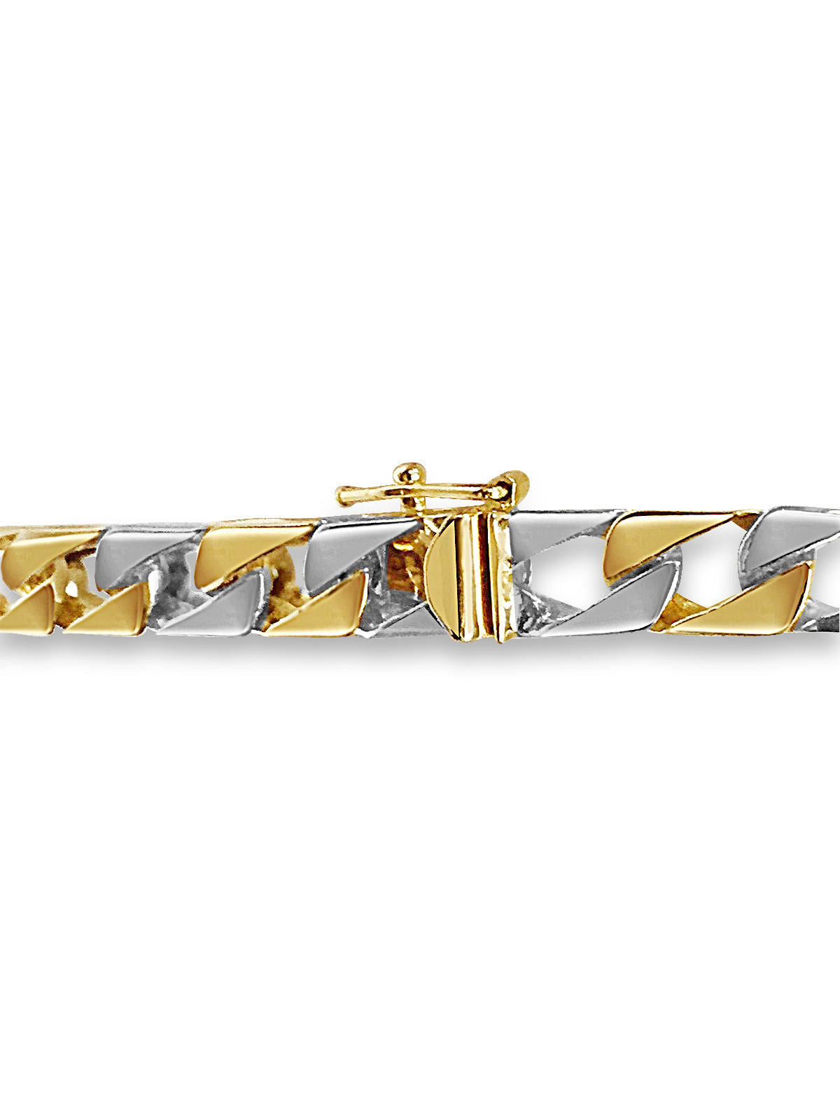 Curb Solid White/Yellow/Rose Gold Handmade Necklace, 7mm, 16-30 Inch, from 32.5 g