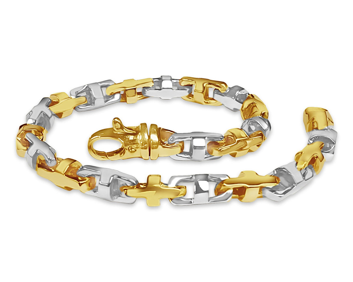 Anchor Mariner Solid White/Yellow/Rose Gold Handmade Bracelet, 7mm, 6.5-10 Inch