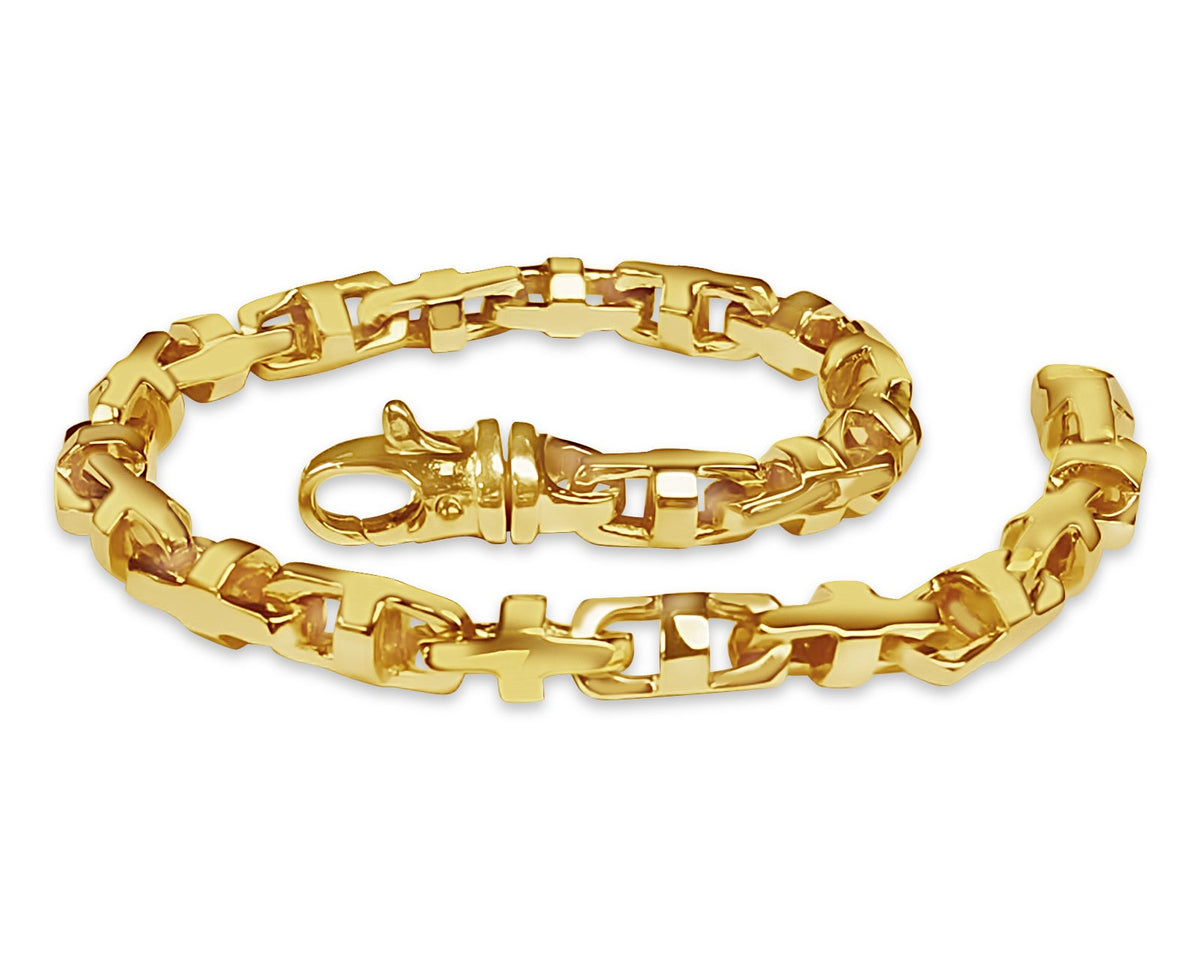 Anchor Mariner Solid White/Yellow/Rose Gold Handmade Bracelet, 7mm, 6.5-10 Inch