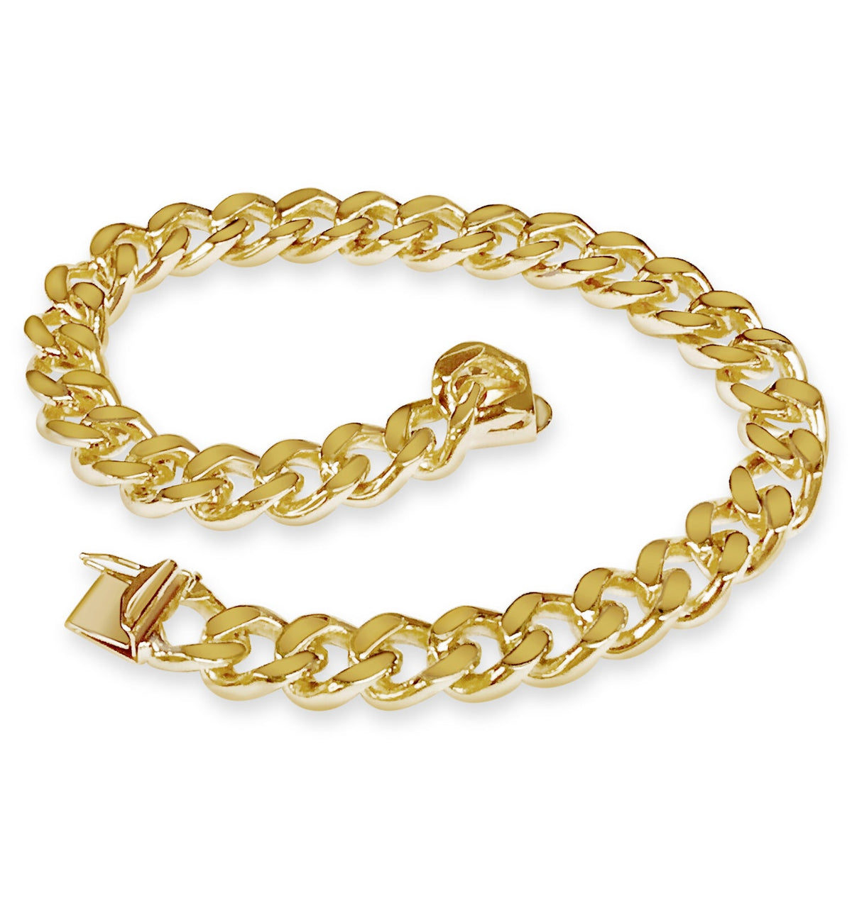 Curb Solid White/Yellow/Rose Gold Handmade Bracelet, 8mm, 6.5-10 Inch, from 45.7 g