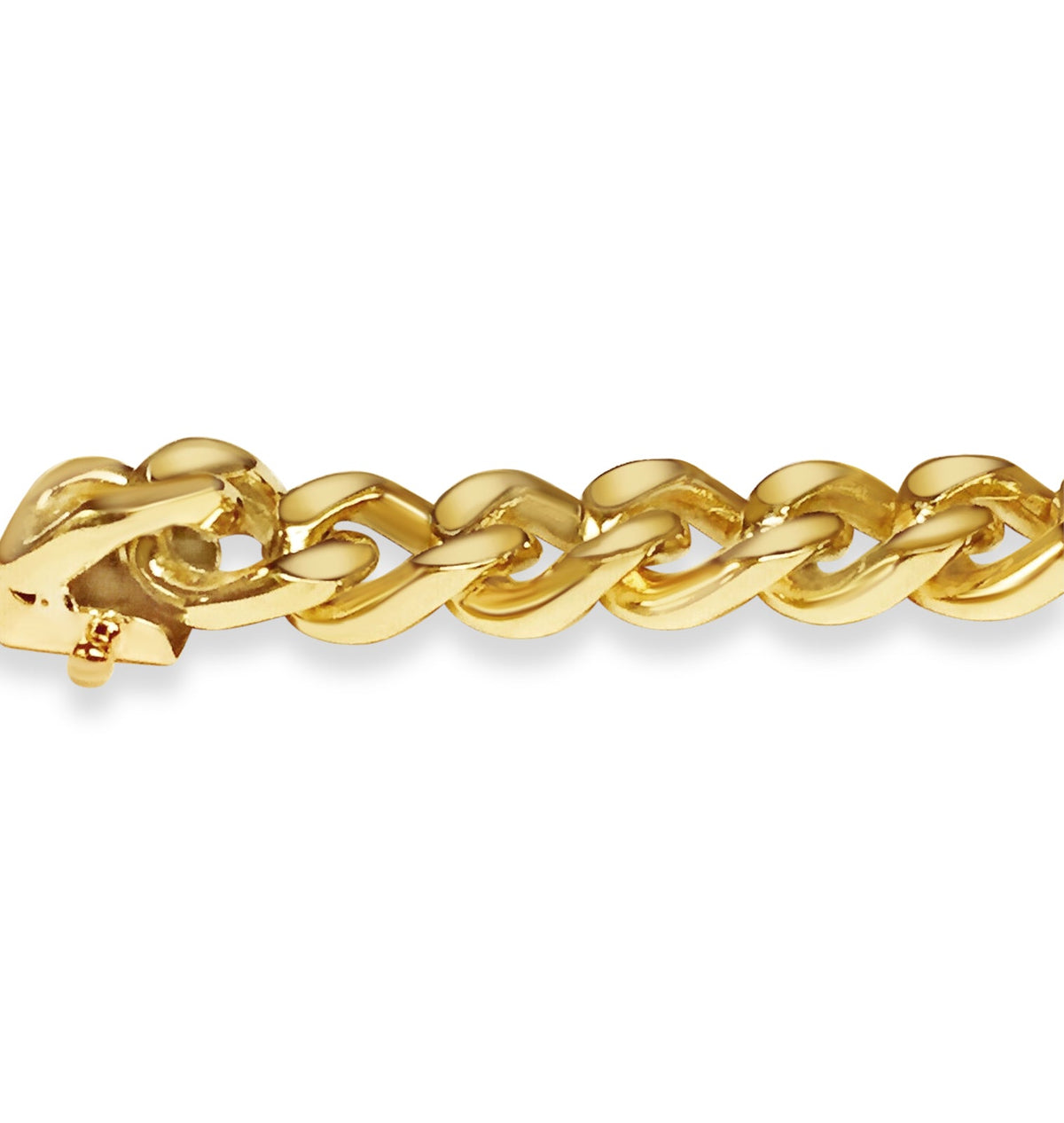 Curb Solid White/Yellow/Rose Gold Handmade Bracelet, 8mm, 6.5-10 Inch, from 45.7 g