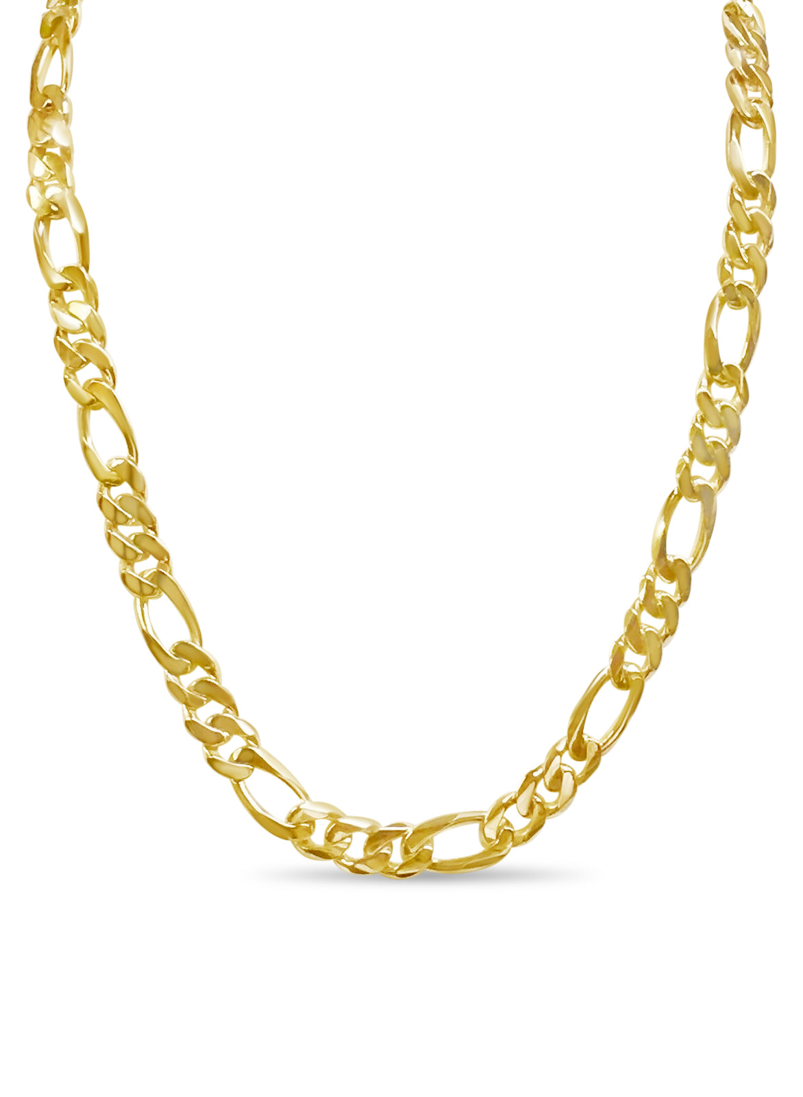 Figaro Solid White/Yellow/Rose Gold Handmade Necklace, 12mm, 16-30 Inch