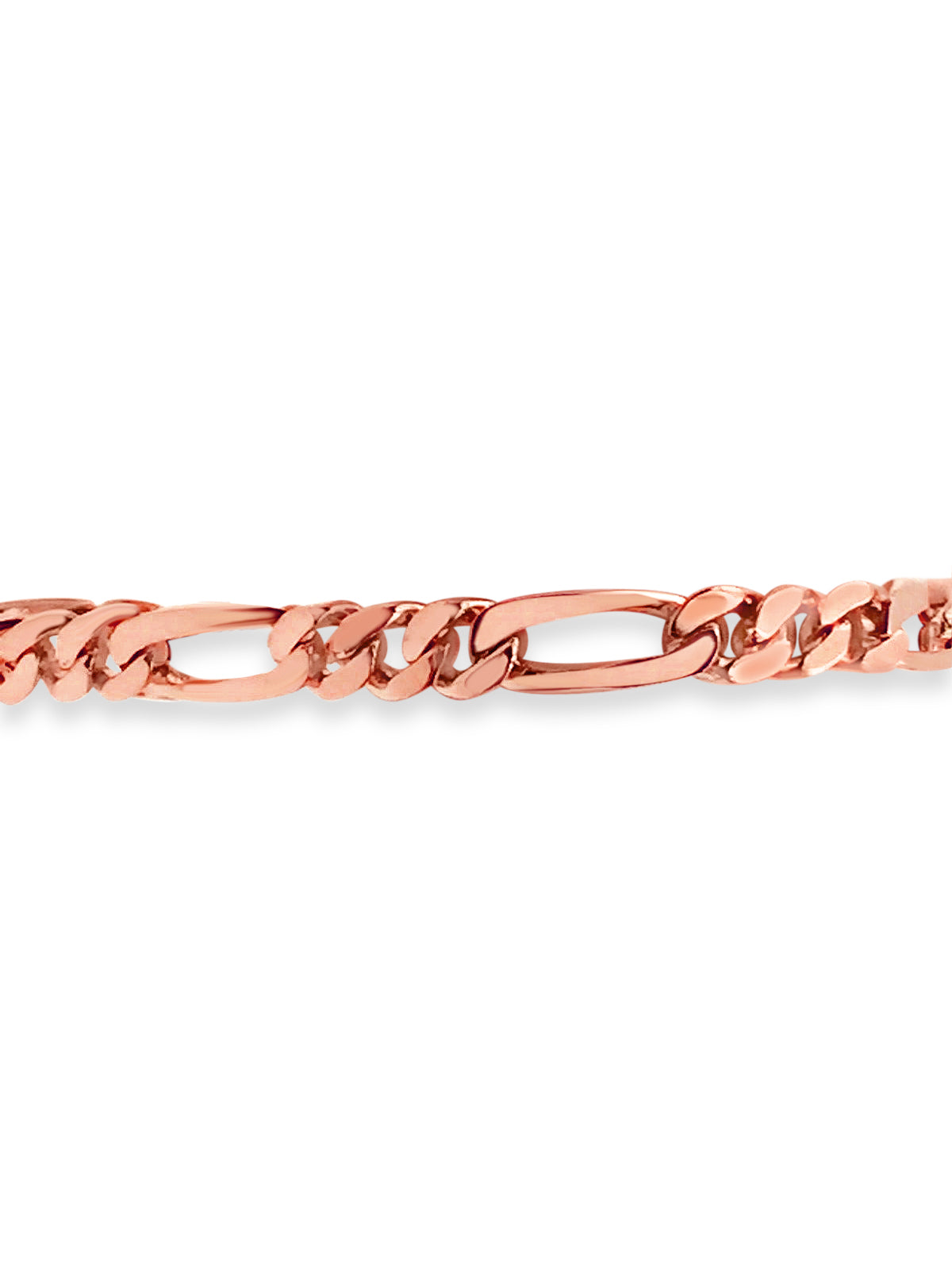 Figaro Solid White/Yellow/Rose Gold Handmade Bracelet, 7mm, 6.5-10 Inch
