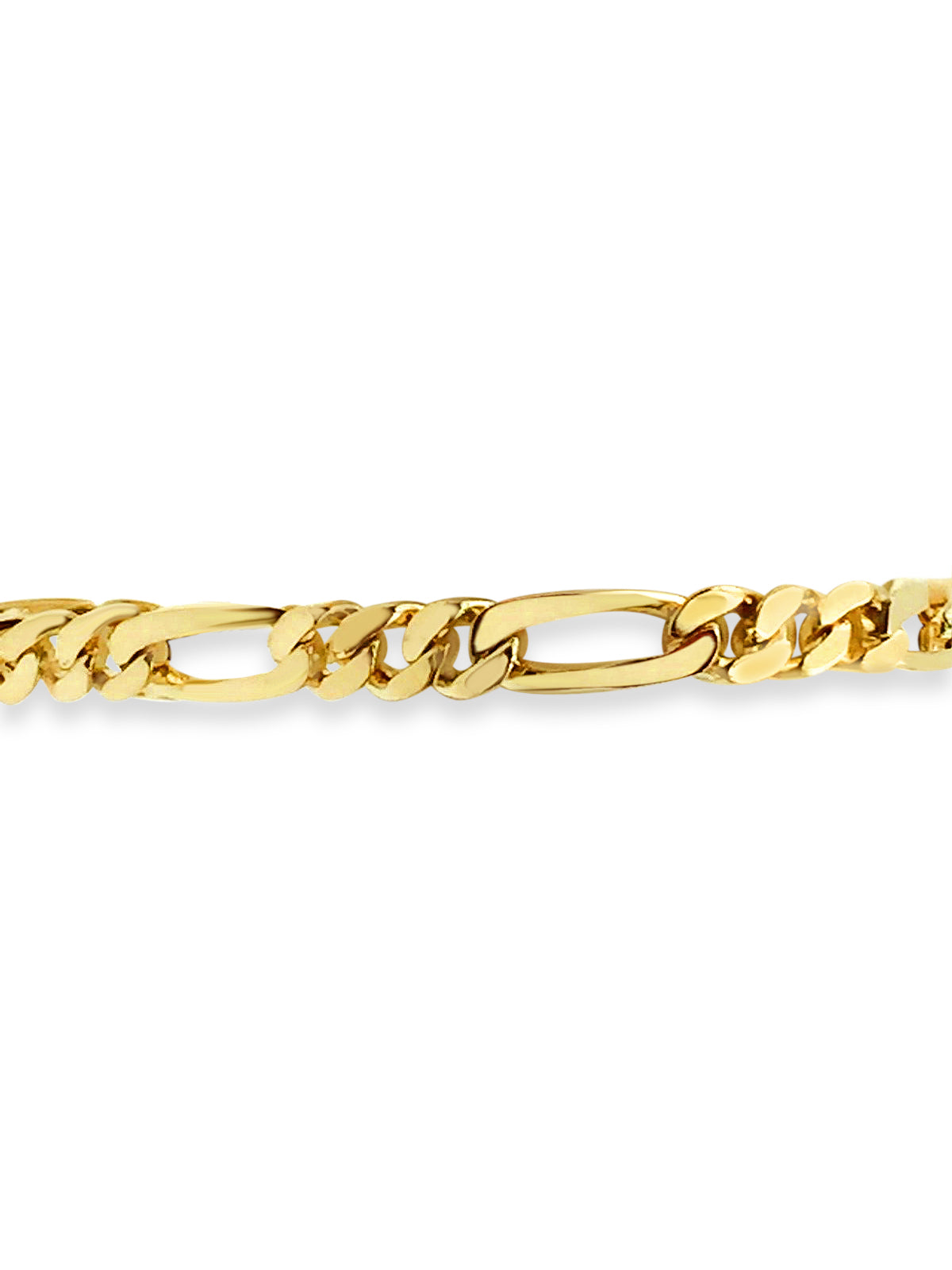 Figaro Solid White/Yellow/Rose Gold Handmade Bracelet, 7mm, 6.5-10 Inch