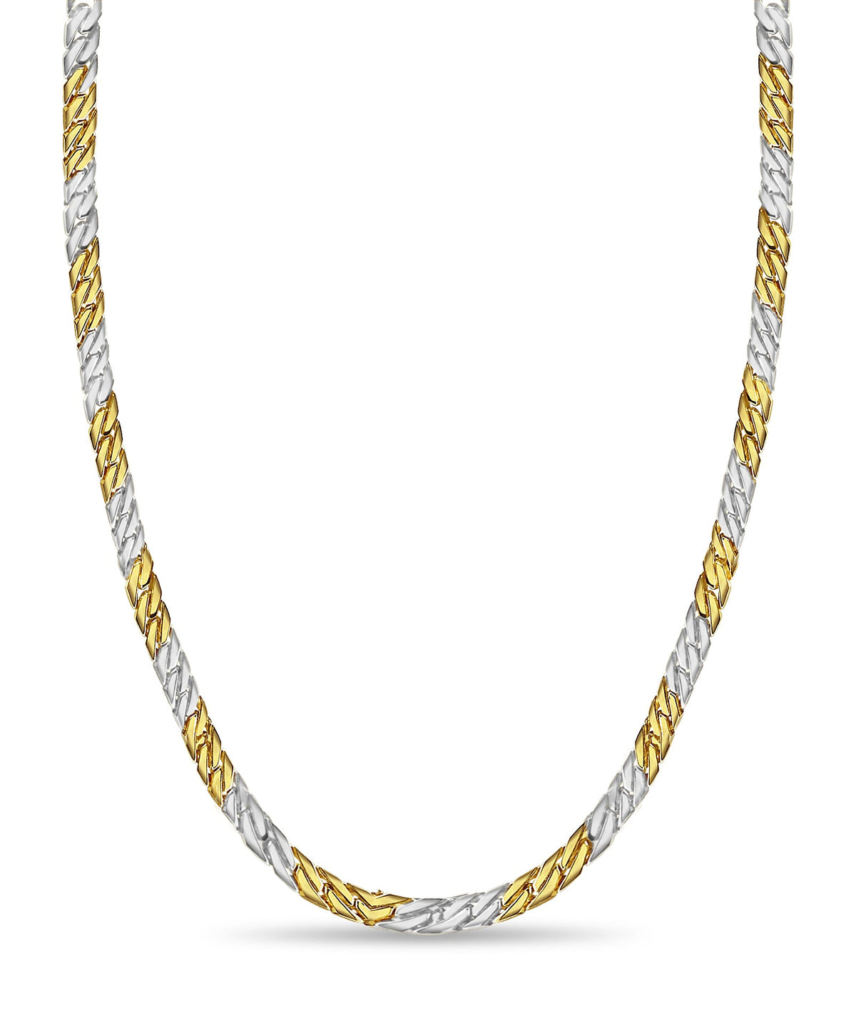 Curb Solid White/Yellow/Rose Gold Handmade Necklace, 8mm, 16-30 Inch, from 70.7 g