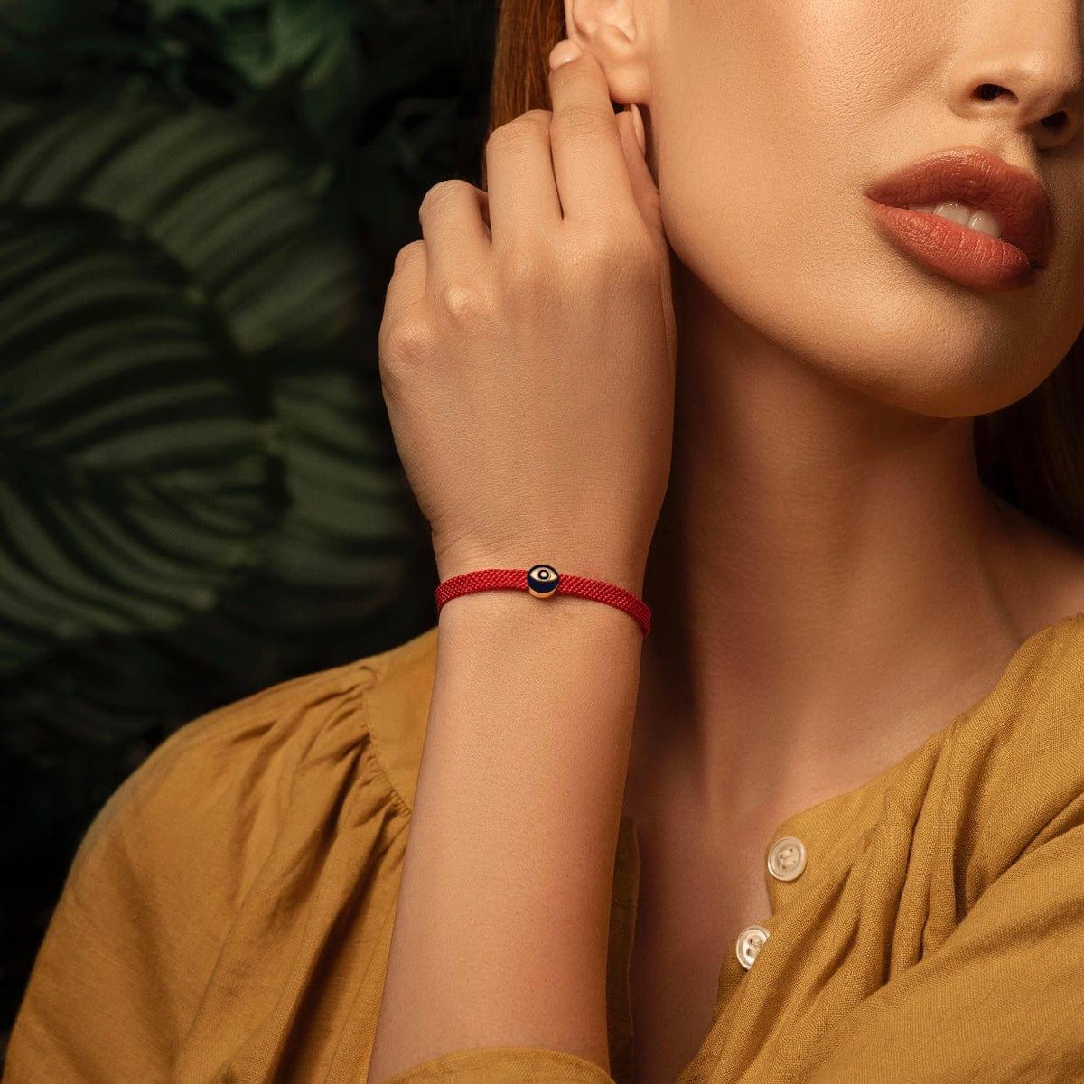 Essential Peacefulness Red String Navy Enamel Evil Eye Charm Bracelet
