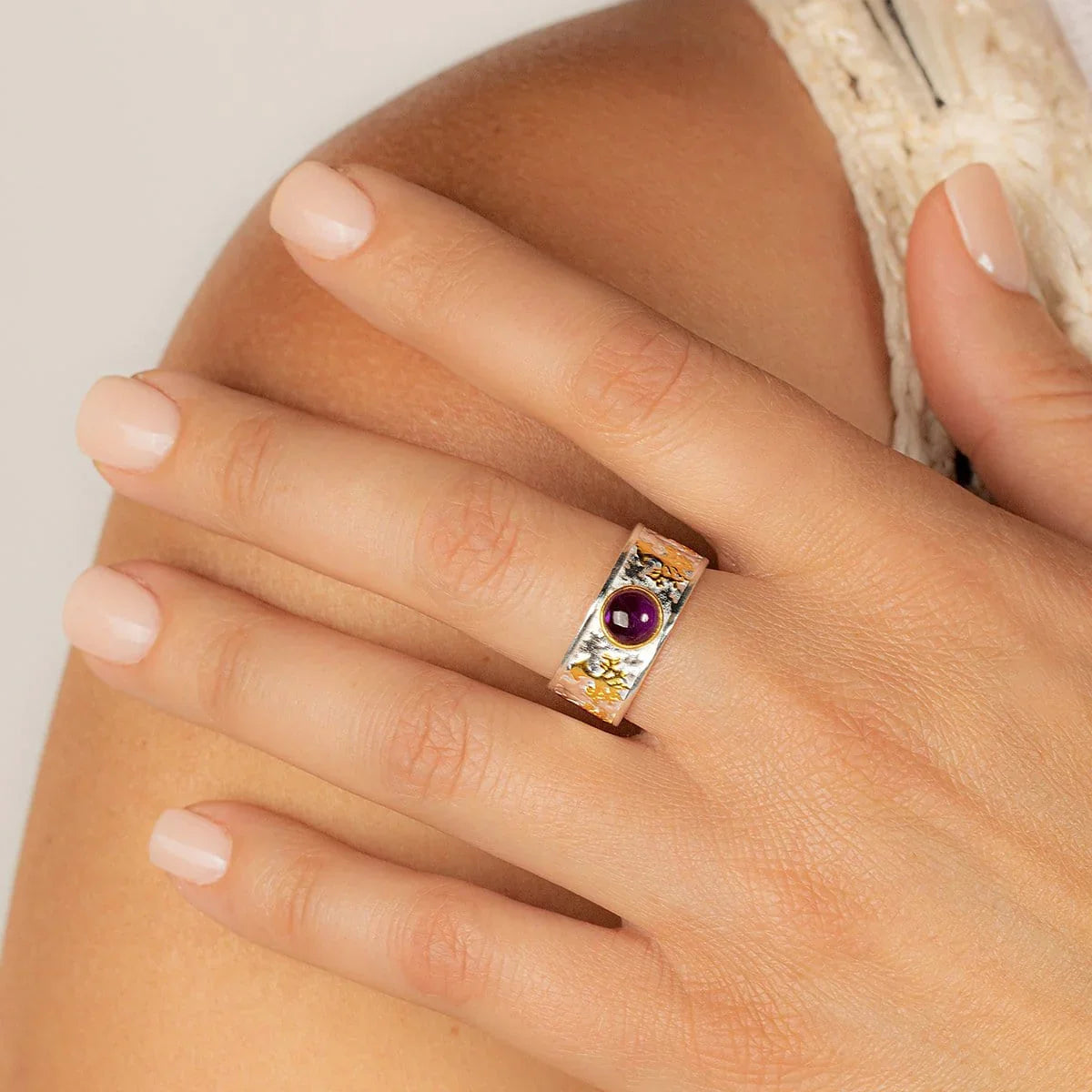 Soothing Relaxation Amethyst Tree of Life Ring