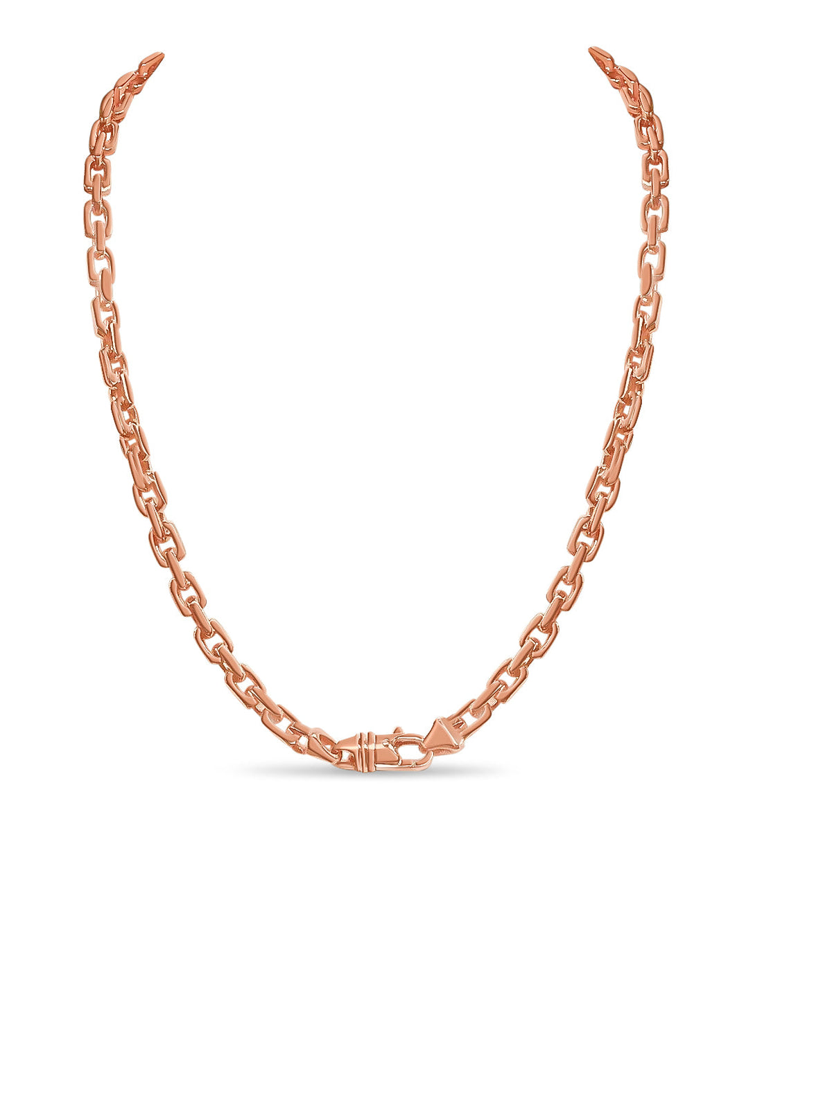 Fancy Rolo Solid White/Yellow/Rose Gold Handmade Necklace, 7mm, 16-30 Inch