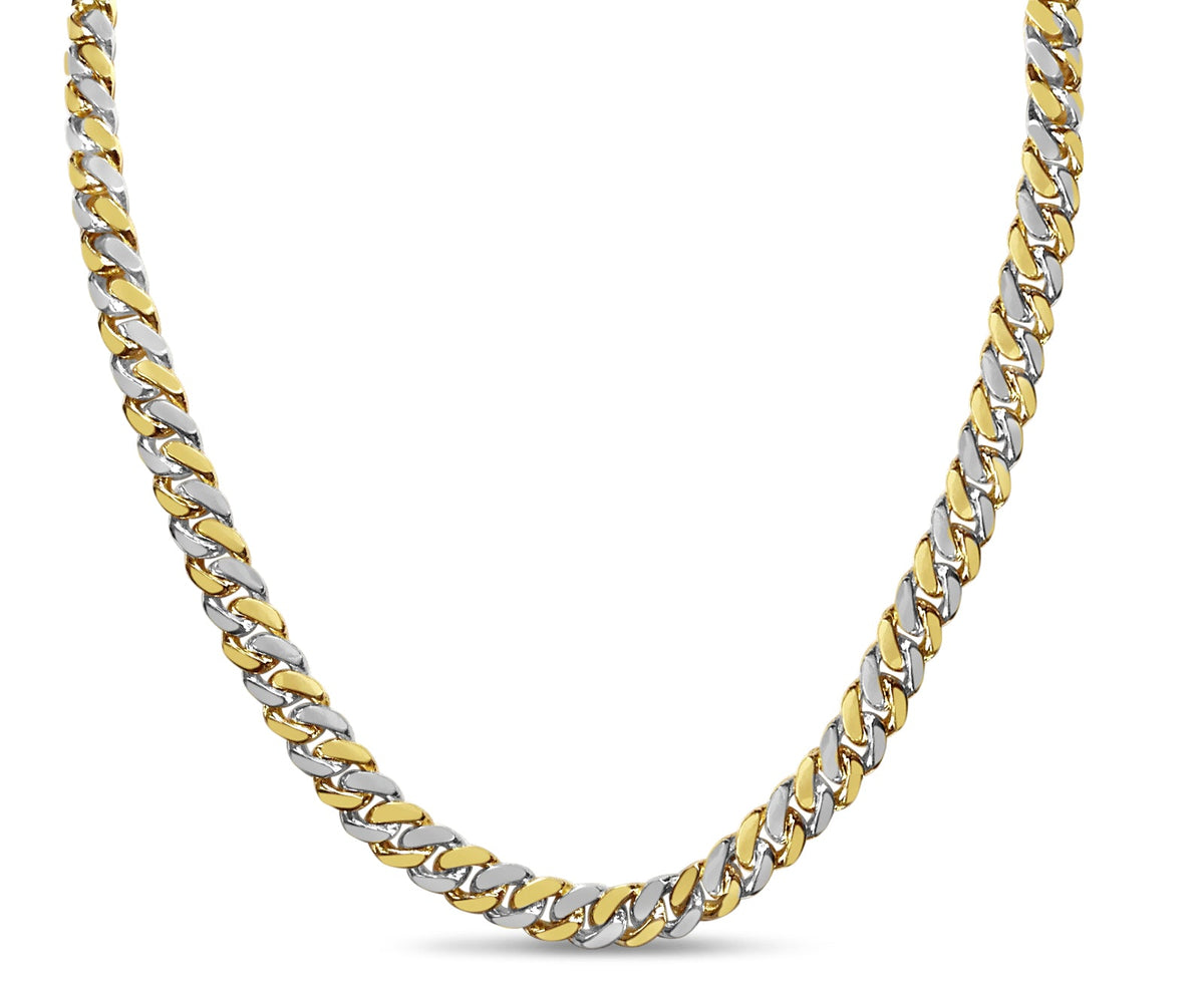 Miami Cuban Solid White/Yellow/Rose Gold Handmade Necklace, 7mm, 16-30 Inch, from 47.9 g