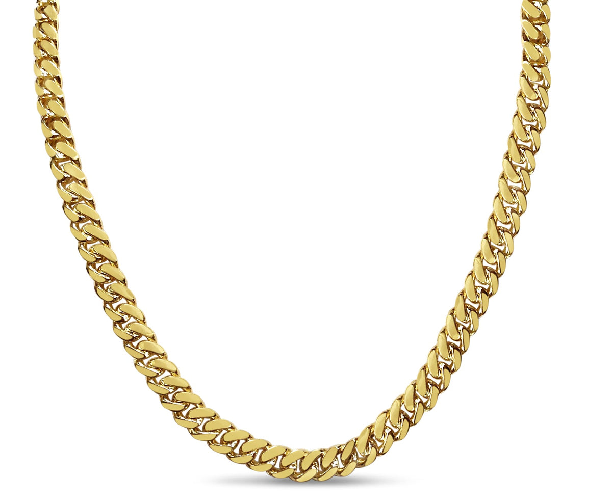 Miami Cuban Solid White/Yellow/Rose Gold Handmade Necklace, 7mm, 16-30 Inch, from 47.9 g