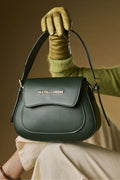 Ottavia (green) - Italian calf leather women's crossbody bag (with shoulder strap) 9