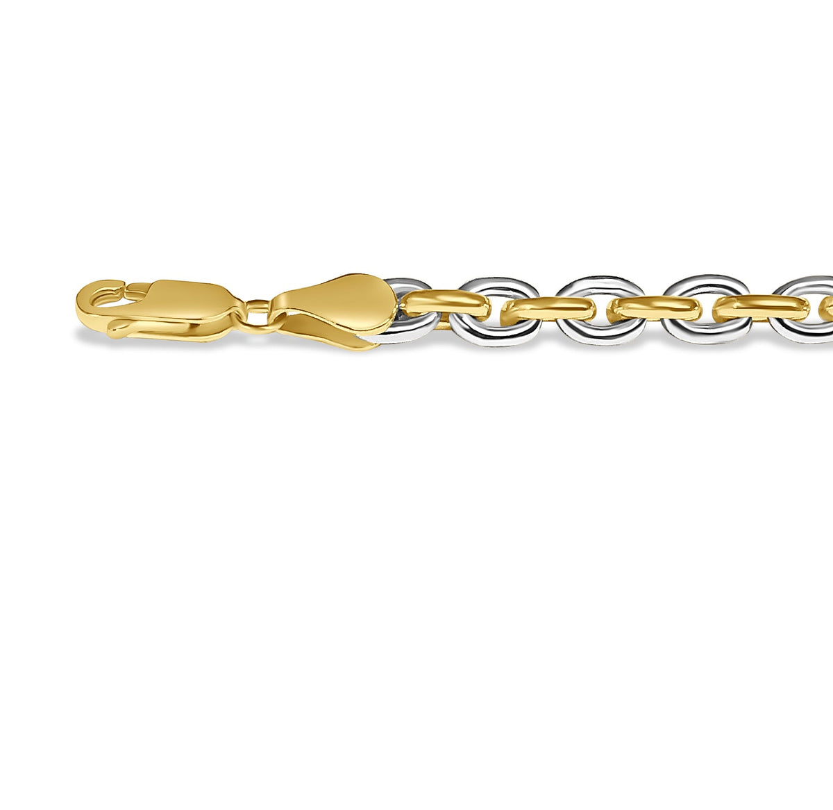 Fancy Rolo Solid White/Yellow/Rose Gold Handmade Necklace, 5mm, 16-30 Inch