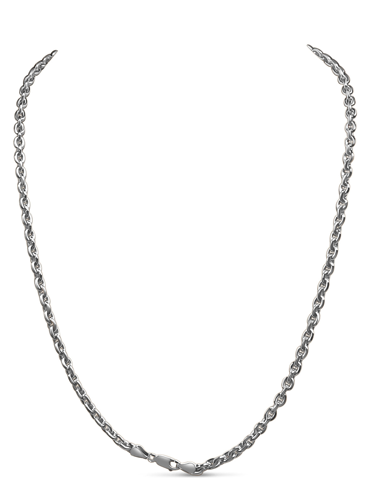 Fancy Rolo Solid White/Yellow/Rose Gold Handmade Necklace, 5mm, 16-30 Inch