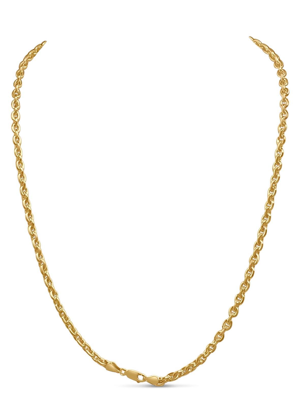 Fancy Rolo Solid White/Yellow/Rose Gold Handmade Necklace, 5mm, 16-30 Inch