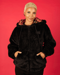 Black Kente Thick Teddy Satin Lined Zip Up Hoodie 4