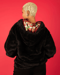 Black Kente Thick Teddy Satin Lined Zip Up Hoodie 6